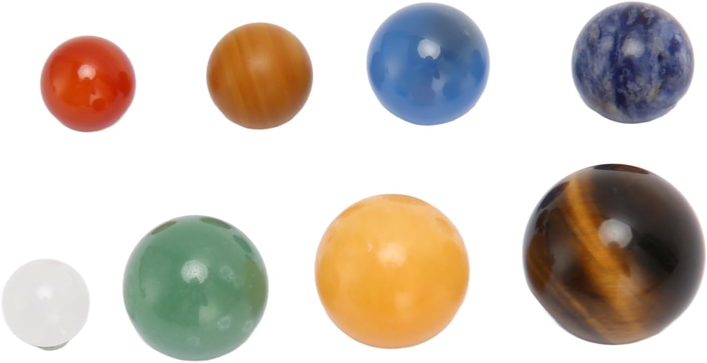 8Pcs Solar System Planets Crystal Stone Stress Balls, Palm Size Planet Meditation Toys, Finely Polished Space Model for Kids Education and Chakra Balancing - Image 2