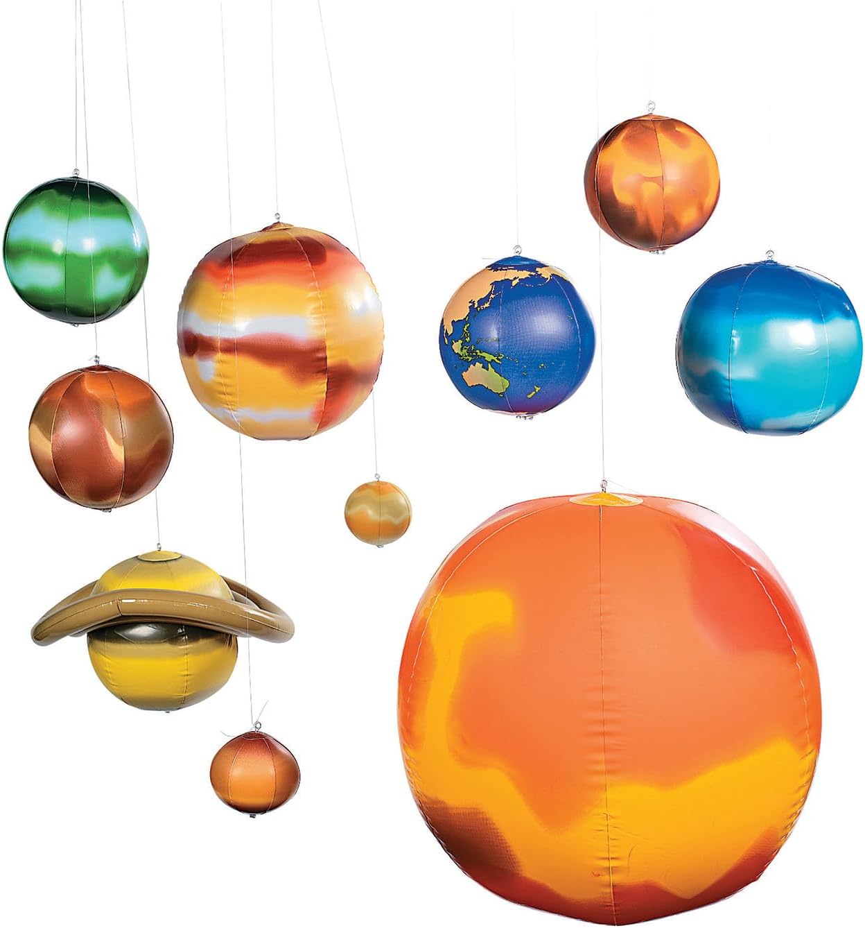Inflatable Solar System Model Kit - 10 Piece Educational Space Toys Set with Planets & Sun for Kids | Perfect for Science Classroom Decor, Space Themed Party Decorations & Bedroom Display