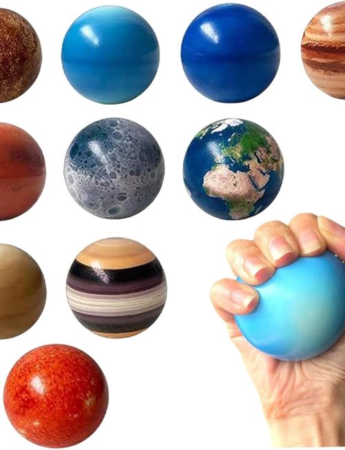 Solar System Toys PU Solar System Stress Planet Balls 10 Universe Planets Toys Stress Relief Planets Squeeze Balls Educational Space Toy for Kids Adults Game ..