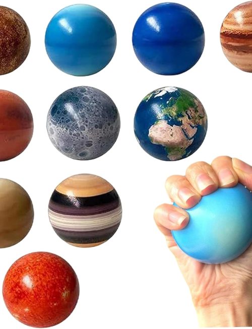10Pcs Solar System Toys PU Solar System Stress Planet Balls Universe Planets Toys Stress Relief Planets Squeeze Balls Educational Space Toy for Kids Adults
