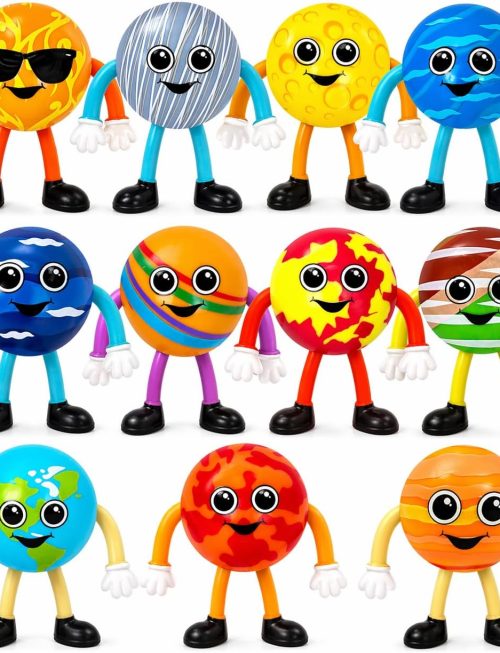 Bendable Planets (Set of 11) Bendable Planet Toys for Kids, Outer Space Party Favors for Boys & Girls, Stress Relief Fidget Toy, Educational Toys for Kids, Goodie Bag Stuffers