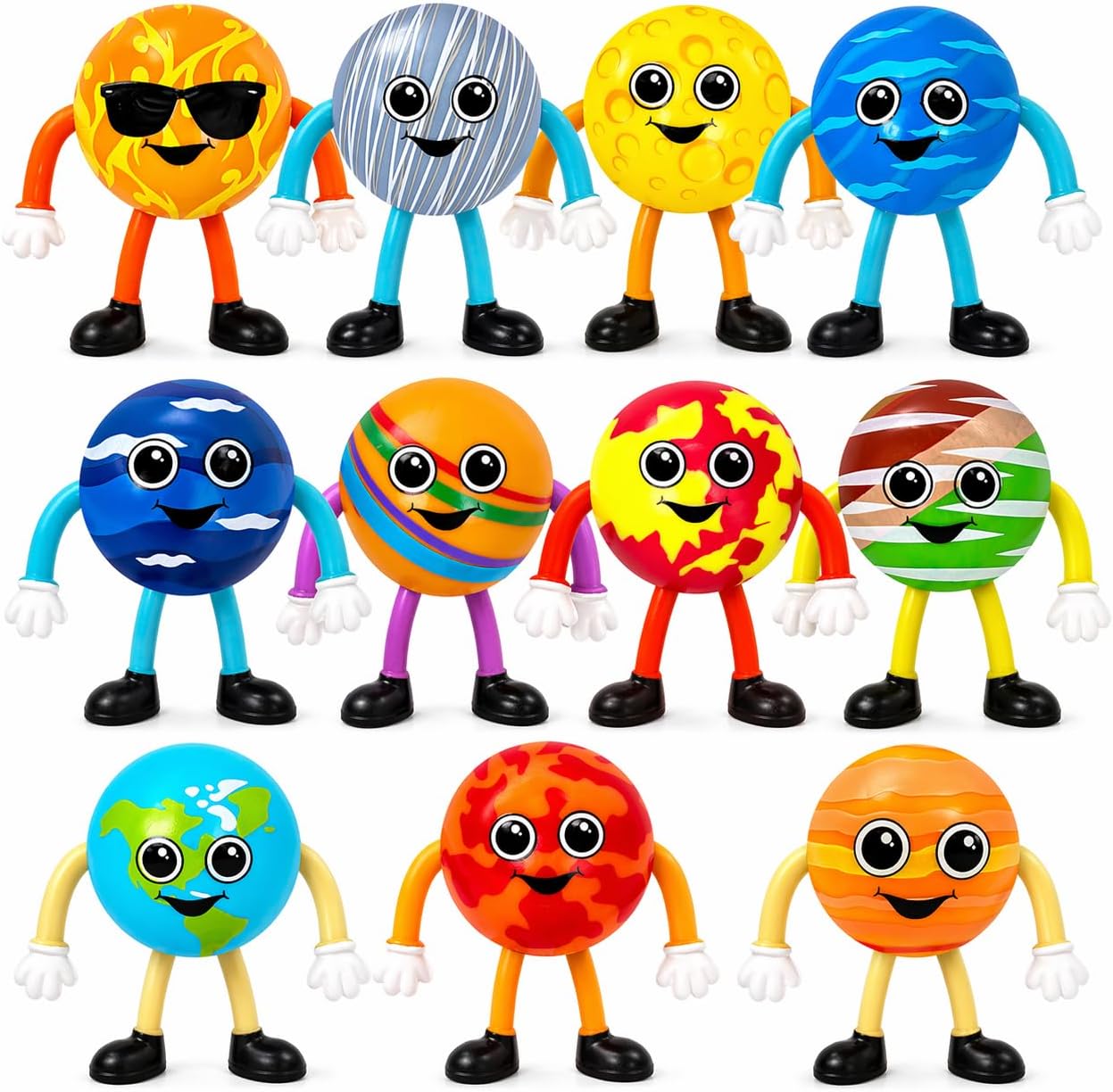 Bendable Planets (Set of 11) Bendable Planet Toys for Kids, Outer Space Party Favors for Boys & Girls, Stress Relief Fidget Toy, Educational Toys for Kids, Goodie Bag Stuffers