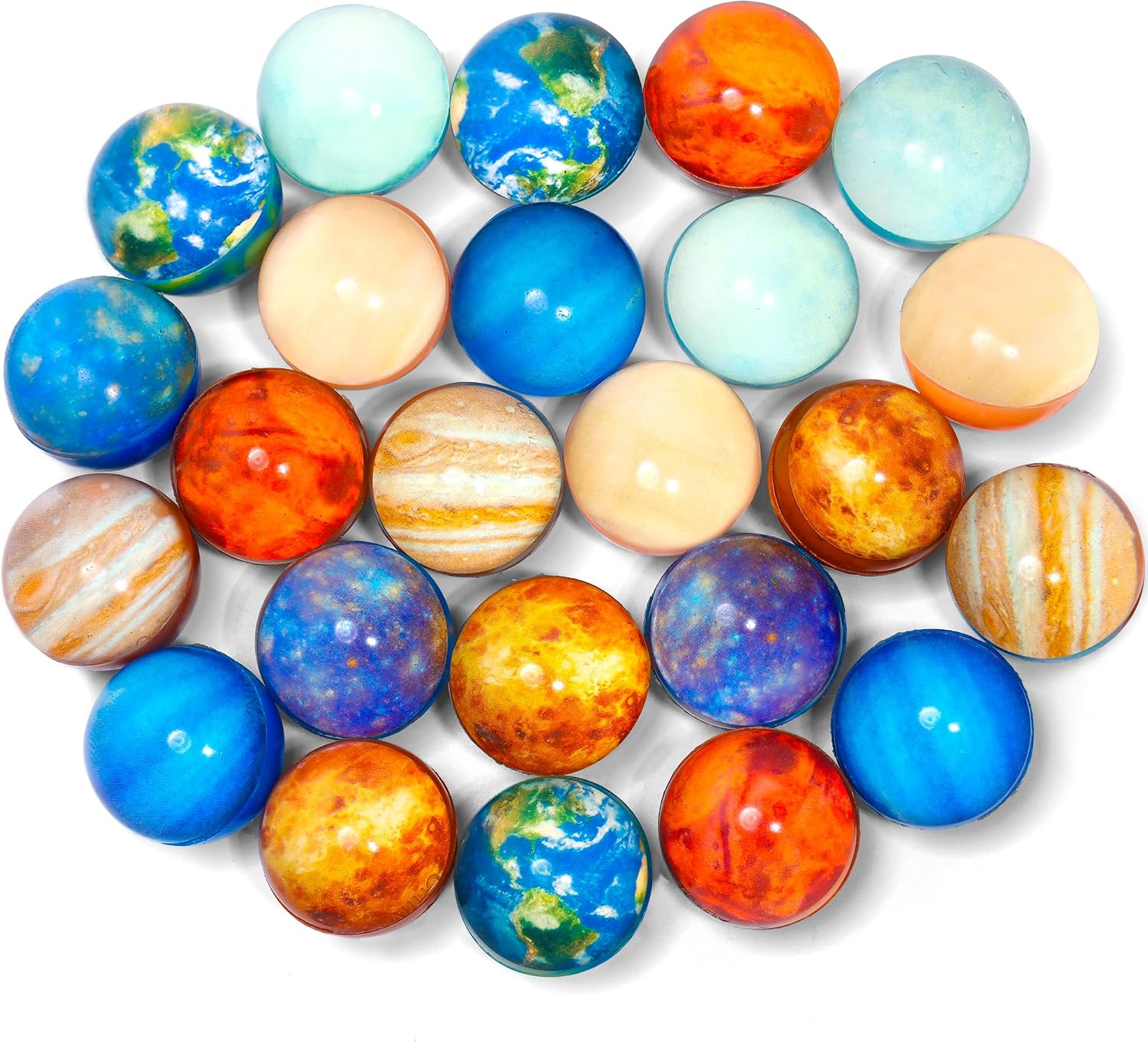 24PCS Space Solar System Eight Planets Themed Bouncy Balls for Kids Party Favors, Gift Bag Filling, 32mm
