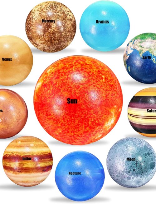 10PCS Solar System Planet Stress Balls,Stress Relief Planets Balls Educational Toys,Anti Stress Solar Educational Balls for Adults,Kids Early Study,Party Game,Birthday Gifts Prize