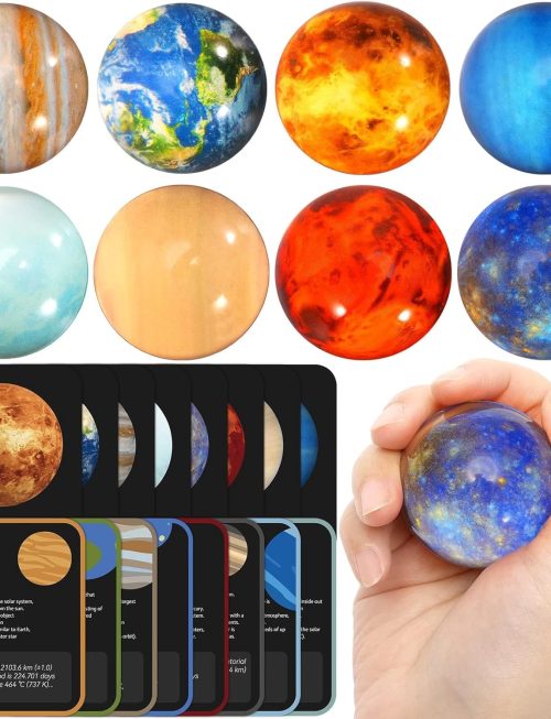 16PCS Solar System for Kids, Solar System Planets Toys - Eight Planets Bouncy Balls+Planetary Flashcards for Kids Party Favors, Educational Space Toys