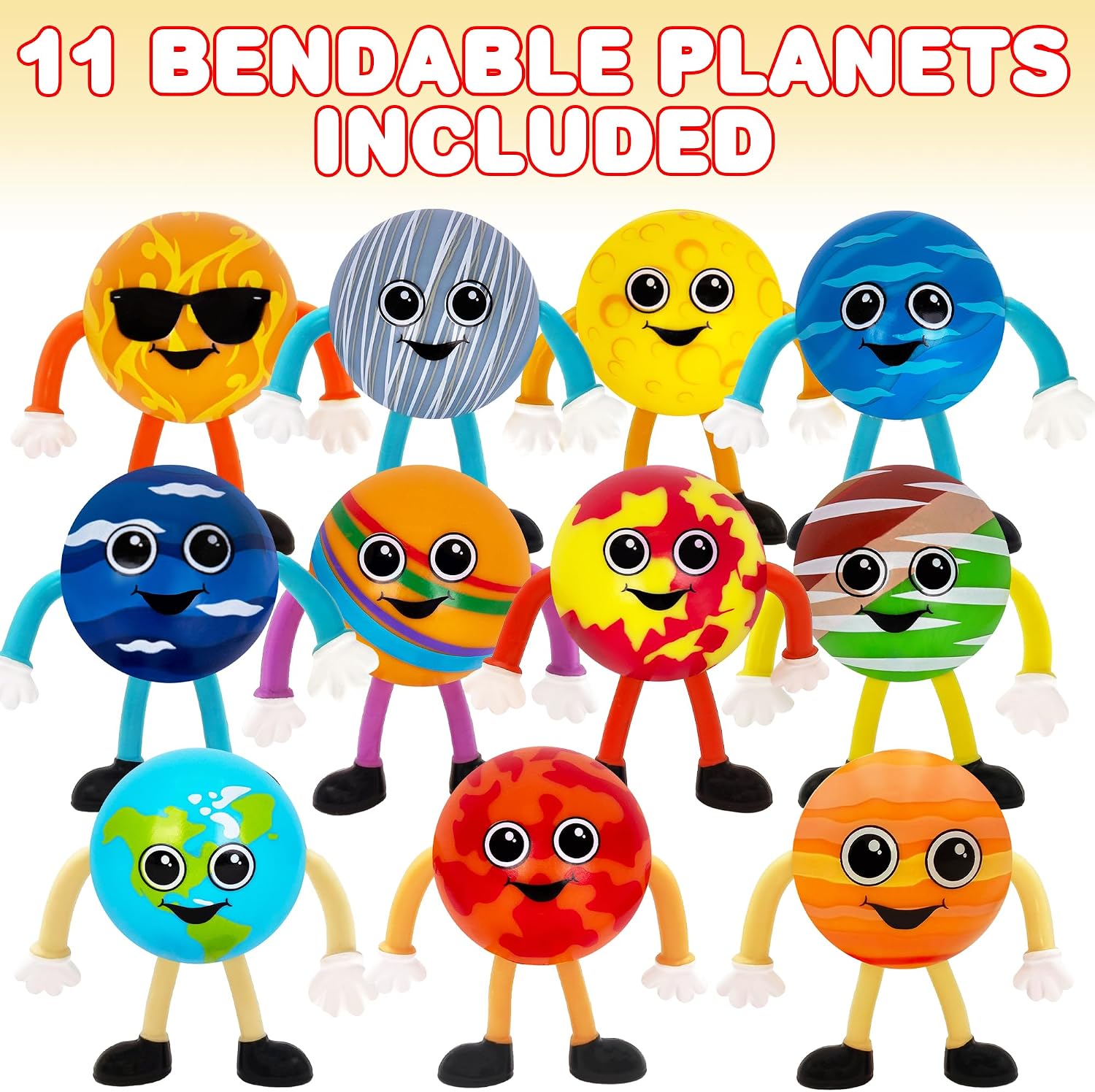 Bendable Planets (Set of 11) Bendable Planet Toys for Kids, Outer Space Party Favors for Boys & Girls, Stress Relief Fidget Toy, Educational Toys for Kids, Goodie Bag Stuffers - Image 2