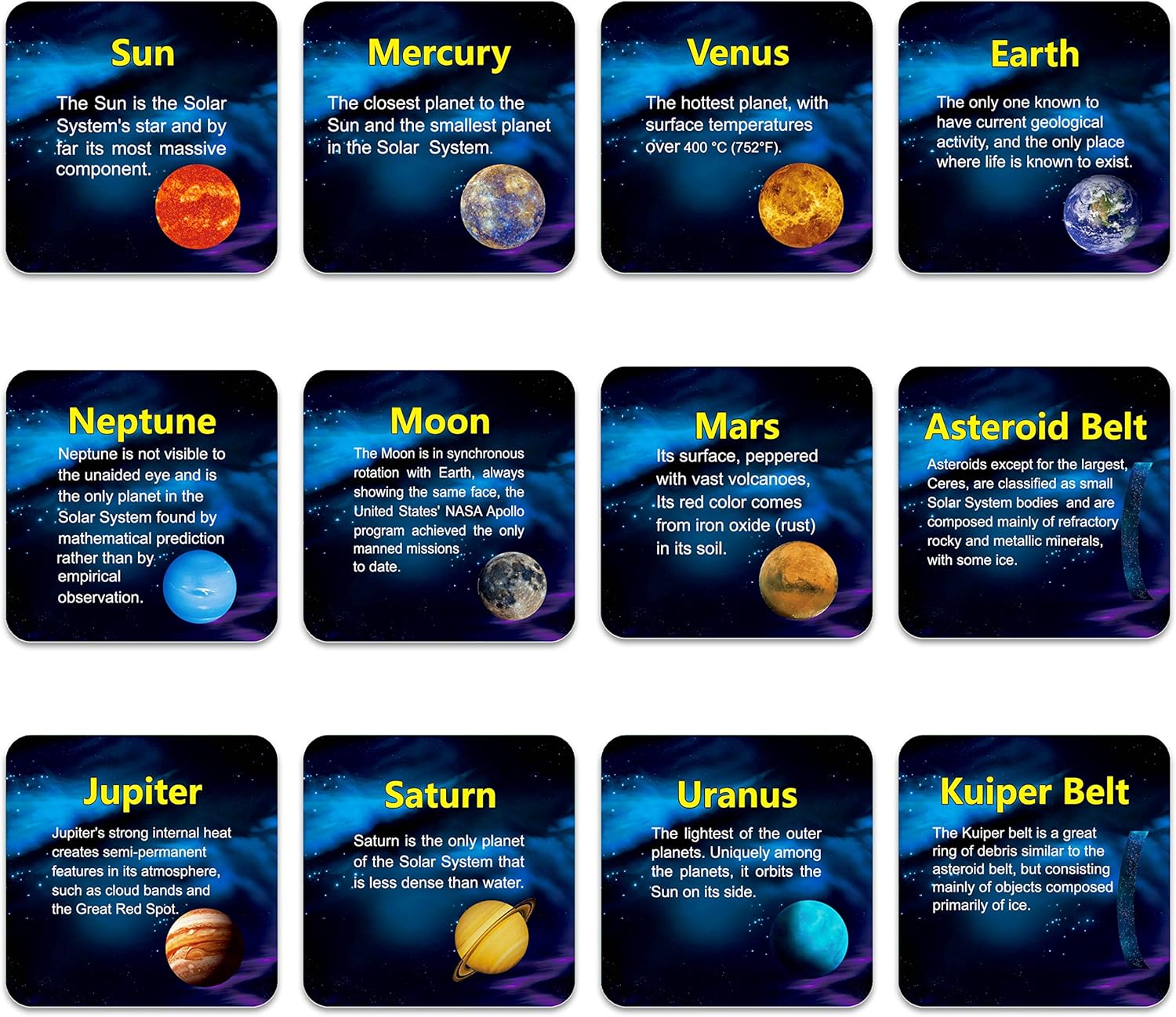 Giant Magnetic Solar System with 12 Individual Briefing Magnets.Perfect for Toddlers and Kids. (24 PCS) - Image 2